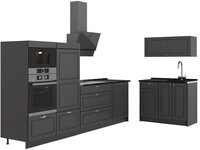 Vicco K&uuml;chenzeile Fame-Line, Anthrazit-Gold Landhaus/Anthrazit, 380 cm ohne