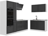 Vicco Winkelk&uuml;che R-Line, Anthrazit Landhaus/Wei&szlig;, 230 x 120 cm Arbeitsplatte