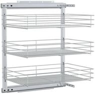 vidaXL K&uuml;chenregal 3-stufiger K&uuml;chen-Drahtkorb Ausziehbar Silbern 47x35x56 cm