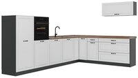 Vicco Winkelk&uuml;che R-Line, Wei&szlig; Landhaus/Anthrazit, 327 x cm Arbeitsplatte...