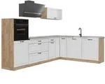Vicco Winkelk&uuml;che R-Line, Wei&szlig; Landhaus/Goldkraft Eiche, 287 x cm...