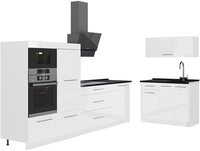 Vicco K&uuml;chenzeile Fame-Line, Wei&szlig; Hochglanz/Wei&szlig;, 380 cm ohne Arbeitsplatte