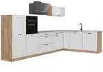 Vicco Winkelk&uuml;che R-Line, Wei&szlig; Landhaus/Goldkraft Eiche, 347 x cm...