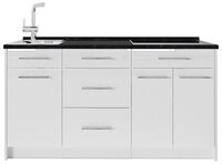Vicco K&uuml;chenzeile Fame-Line, Wei&szlig; Hochglanz/Wei&szlig;, 150 cm, AP Anthrazit