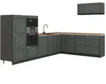 Vicco Winkelk&uuml;che Fame-Line, Gr&uuml;n-Gold Landhaus/Anthrazit, 327 x 227 cm, AP...