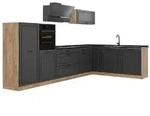 Vicco Winkelk&uuml;che R-Line, Anthrazit Landhaus/Goldkraft Eiche, 347 x cm ohne