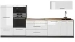 Vicco K&uuml;chenzeile Fame-Line, Wei&szlig; Hochglanz/Anthrazit, 340 cm, AP Eiche