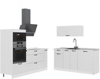 Vicco K&uuml;chenzeile Fame-Line, Wei&szlig; Landhaus/Wei&szlig;, 340 cm ohne Arbeitsplatte...