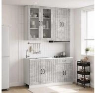 vidaXL H&auml;ngeschrank vidaXL K&uuml;cheneinheit LUCCA 4 stk. Betongrau Holzwerkstoff