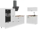 Vicco K&uuml;chenzeile Fame-Line, Wei&szlig; Landhaus/Wei&szlig;, 380 cm, AP Eiche wei&szlig;