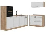 Vicco K&uuml;chenzeile R-Line, Wei&szlig; Landhaus/Goldkraft Eiche, 220 cm Arbeitsplatte