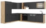 Vicco Winkelk&uuml;che Fame-Line, Dunkelgrau/Goldkraft Eiche, 347 x 257 cm ohne