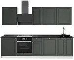 Vicco K&uuml;chenzeile Fame-Line, Gr&uuml;n-Gold Landhaus/Wei&szlig;, 280 cm, AP Anthrazit