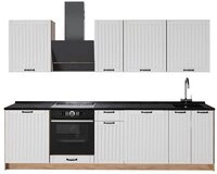 Vicco K&uuml;chenzeile Fame-Line, Wei&szlig; Landhaus/Goldkraft Eiche, 280 cm, AP...