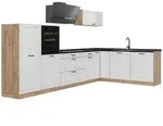 Vicco Winkelk&uuml;che R-Line, Wei&szlig; Landhaus/Goldkraft Eiche, 347 x cm ohne