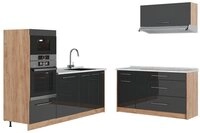Vicco K&uuml;chenzeile Fame-Line, Anthrazit Hochglanz/Goldkraft Eiche, 340 cm, AP...