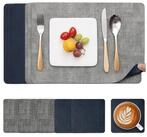LuxusKollektion Platzset Tischsets Abwaschbar Kunstleder Rutschfest Grau Blau...