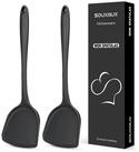 LuxusKollektion Wokwender 2 Stk Silikon Wok Spatel Hitzeresistent Schwarz