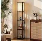 HOMCOM Stehlampe Standleuchte mit Regalen, Wohnzimmer Stehleuchte mit E27...