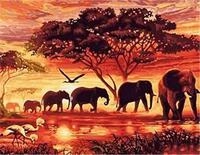 Pracht Spiel Diamond Painting Elefanten in der Savanne (Design 25x35)30x40 cm