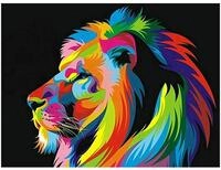 Idena Malen nach Zahlen PRACHT Diamond Painting Regenbogenl&ouml;we 30x40cm