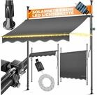 KESSER Klemmmarkise mit Handkurbel & LED, 150x180cm Balkonmarkise ohne Bohren