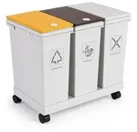 relaxdays M&uuml;lltrennsystem M&uuml;lleimer mit Rollen 3 F&auml;cher, 3x 12 Liter