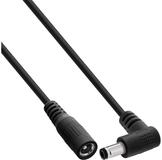 Inline DC Verl&auml;ngerungskabel, Winkelstecker, 5,5 x 2,5 mm, schwarz, 2 m