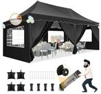 LuxusKollektion Faltpavillon Pavillon 3x6m mit 6 Seitenw&auml;nden Schwarz