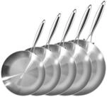 LuxusKollektion Pfannen-Set Pfannenset Edelstahl 5-tlg. 22-30cm 3-lagig