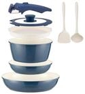 LuxusKollektion Pfannen-Set Pfannenset Keramik 8-tlg Blau Abnehmbarer Griff
