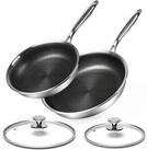 LuxusKollektion Pfannen-Set Premium Edelstahl Pfannenset 24+28cm Antihaft...