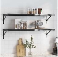 vidaXL Regal Wandregale 2 Stk. 100x30 cm Schwarz Edelstahl, 1-tlg.