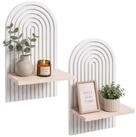 relaxdays Wandregal Boho 2er Set, 2-tlg., Natur-Wei&szlig;