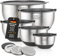 Moritz & Moritz Sch&uuml;ssel Edelstahl R&uuml;hrsch&uuml;ssel Set mit Deckel, Edelstahl,...