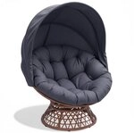 COMHOMA Rattanstuhl Papasansessel Drehsessel mit Kissen rund, Rattansessel,