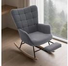 OKWISH Schaukelstuhl Relaxsessel mit Schaukelbewegung & Polsterung (Grau,...