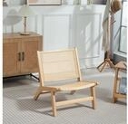 OKWISH Relaxsessel 64x70x74 cm ohne Armlehne Naturholz Rattan R&uuml;ckenlehne...