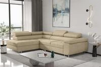 Fun M&ouml;bel Ecksofa Schlafsofa JADE Stoff Bouclestoff Ascot mit Ottomane Links...