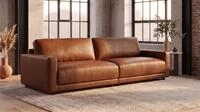 KAWOLA 3-Sitzer MARLIN 3-Sitzer Sofa aus Lederfaserstoff, cognac, 3-Sitzer Sofa
