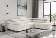 Fun M&ouml;bel Ecksofa Schlafsofa JADE Stoff Bouclestoff Ascot mit Ottomane Links...