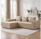 HOMCOM Ecksofa 242 cm Sofa L Form Boneless Couch mit 3 Kissen, Chenille-Optik, 3
