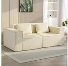 HOMCOM 3-Sitzer Sofa 202 cm ohne Gestell Loungesofa mit 2 Lendenkissen, Couch 1