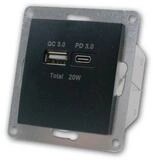 McPower FLAIR USB-Ladedose schwarz, USB-A&C ohne Rahmen USB-Kabel