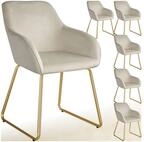 tectake Esszimmerstuhl K&uuml;chenstuhl Jeane, Samtoptik, Kufengestell (Set, 6 St),