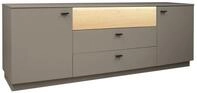 m&ouml;bel-direkt.de Wohnzimmer-Set Lowboard Lino Taupe matt und Eiche massiv
