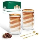 LuxusKollektion Latte-Macchiato-Glas Latte Macchiato Gl&auml;ser 2x 400ml Spirale,...