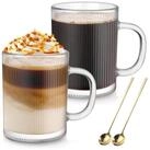 LuxusKollektion Latte-Macchiato-Glas 2er Cappuccino Gl&auml;ser 350ml geriffelt mit