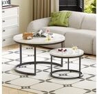 MODFU Couchtisch Set 2-tlg 70x45 / 45x35 cm Marmoroptik schwarz Stahl (Packung,