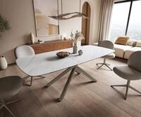 DELIFE Esstisch Edge, Boot 180-220x100 cm Keramik Laminam&reg; Statuarietto Wei&szlig;
